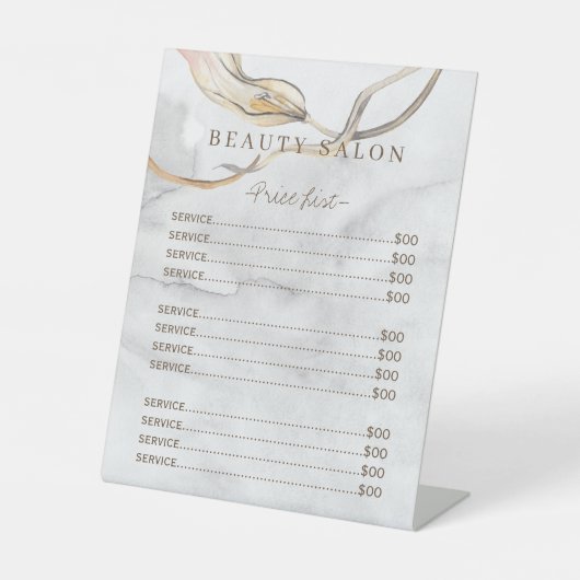 水色モダン洗浄グレーサロンサービスメニュー 台座サイン (正面)