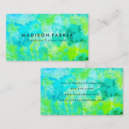 水色モダン背景 名刺 (正面/裏面)