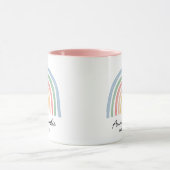 水色モダン虹のガーリー家族の贈り物 マグカップ (中央)