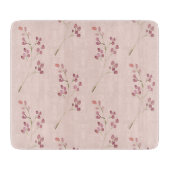 水色モダン赤い花模様 カッティングボード (正面)