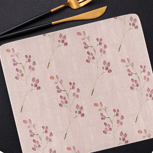 水色モダン赤い花模様 カッティングボード