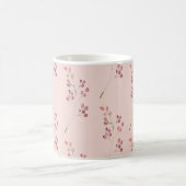 水色モダン赤い花模様 コーヒーマグカップ (中央)