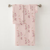 水色モダン赤い花模様 バスタオルセット (インサイチュ)