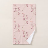 水色モダン赤い花模様 バスタオルセット (ハンドタオル)