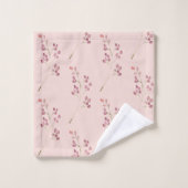 水色モダン赤い花模様 バスタオルセット (ウォッシュタオル)