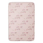 水色モダン赤い花模様 バスマット (正面縦)