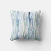 水色モダン青のストライプパターン クッション (正面)