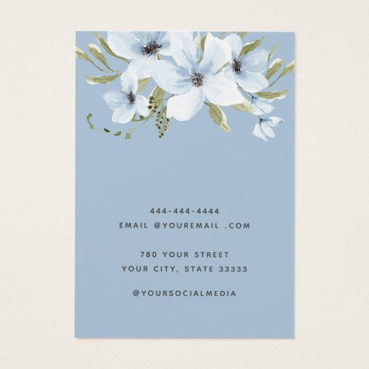 水色モダン青フローライヤリング表示カード (裏面)