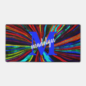 水色モノグラファンキームストライプデザイン デスクマット (正面)