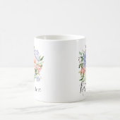 水色モノグラムのブルーピンク春フローラ コーヒーマグカップ (中央)
