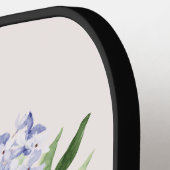 水色モノグラムのブルーピンク春フローラ ピックルボールラケット (左詳細)