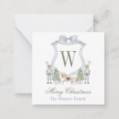 水色モノグラムイニシャルくるみ割りクレストギフト ノートカード (正面)