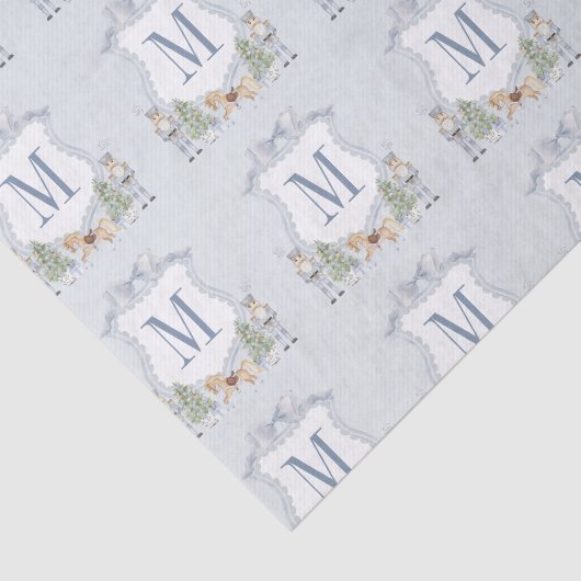 水色モノグラムイニシャルくるみ割りクレストギフト 薄葉紙 (詳細)