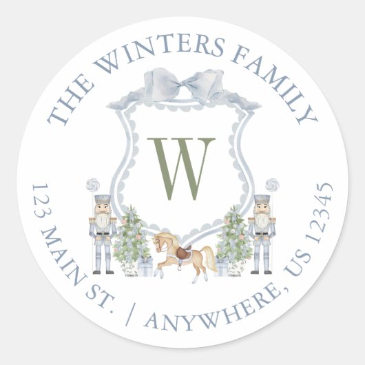 水色モノグラムナツクラッカークレストアドレス ラウンドシール (正面)