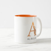 水色モノグラムフローラ金ゴールドレターコーヒーマグ ツートーンマグカップ (正面右)