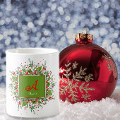水色モノグラムレッドクリスマスコーヒーマグ コーヒーマグカップ
