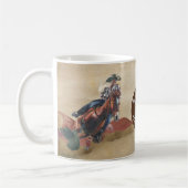 水色モノグラム名女性のカーボーイオンホースウェスタン コーヒーマグカップ (左)