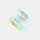 水色ヤギ赤ちゃんシャワーファーム スタンダードカクテルナプキン (角)