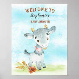 水色ヤギ赤ちゃんシャワーファーム ポスター