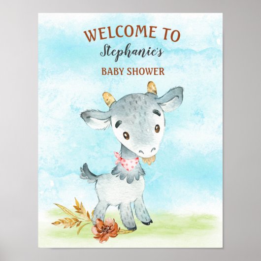 水色ヤギ赤ちゃんシャワーファーム ポスター (正面)