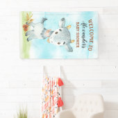 水色ヤギ赤ちゃんシャワーファーム 横断幕 (インサイチュ)