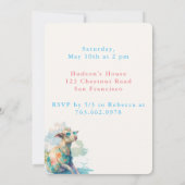 水色ヤギ – 誕生日招待状カード 招待状 (裏面)