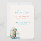 水色ヤギ – 誕生日招待状カード 招待状 (裏面)