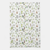 水色ユカラフルーカリ葉パターン キッチンタオル (縦)