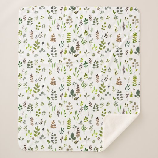 水色ユカラフルーカリ葉パターン シェルパブランケット (正面)