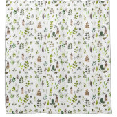 水色ユカラフルーカリ葉パターン シャワーカーテン (正面)