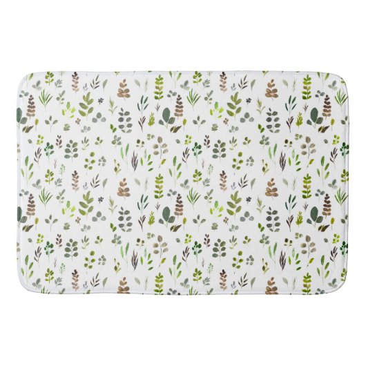 水色ユカラフルーカリ葉パターン バスマット (正面)