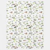 水色ユカラフルーカリ葉パターン フリースブランケット (正面)