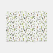 水色ユカラフルーカリ葉パターン フリースブランケット (正面(横))