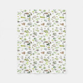 水色ユカラフルーカリ葉パターン フリースブランケット (正面)