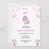水色ユニコーンバビシャワーパーティの招待状 招待状 (正面)