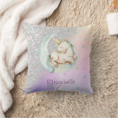 水色ユニコーンムーンスターズ、シルバーグリッター《写真》ぼけ味 クッション (ブランケット)