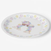 水色ユニコーン赤ちゃんシャワー ペーパープレート (アングル)