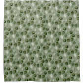 水色ユニーク緑のドット シャワーカーテン (正面)