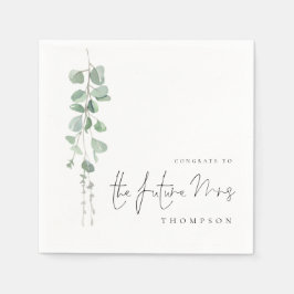 水色ユーカリおめでとう未来ミセス名 スタンダードカクテルナプキン