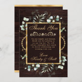 水色ユーカリとグリーン結婚リー サンキューカード (正面/裏面)