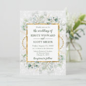 水色ユーカリとグリーン結婚リー 招待状 (スタンド正面)
