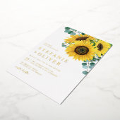 水色ユーカリとヒマワリ秋の結婚式 箔招待状 (回転した状態)