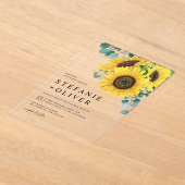 水色ユーカリとヒマワリ結婚ス アクリル招待状 (レイダウン)