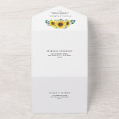 水色ユーカリとヒマワリ結婚ス オールインワン招待状 (外側)