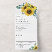 水色ユーカリとヒマワリ結婚ス オールインワン招待状 (内側)