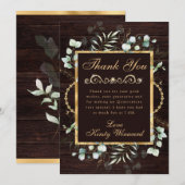 水色ユーカリと緑のキンセアニェラ サンキューカード (正面/裏面)