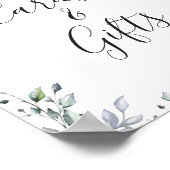 水色ユーカリのカードとギフトの結婚サイン ポスター (角)