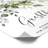 水色ユーカリの結婚ゲストブックのサイン ポスター (角)