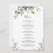 水色ユーカリの結婚ディナーメニューカード 招待状 (正面)