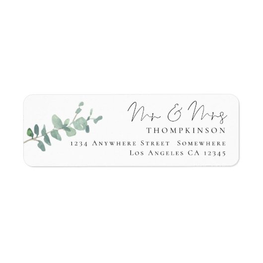 水色ユーカリの結婚戻り名住所 ラベル (正面)